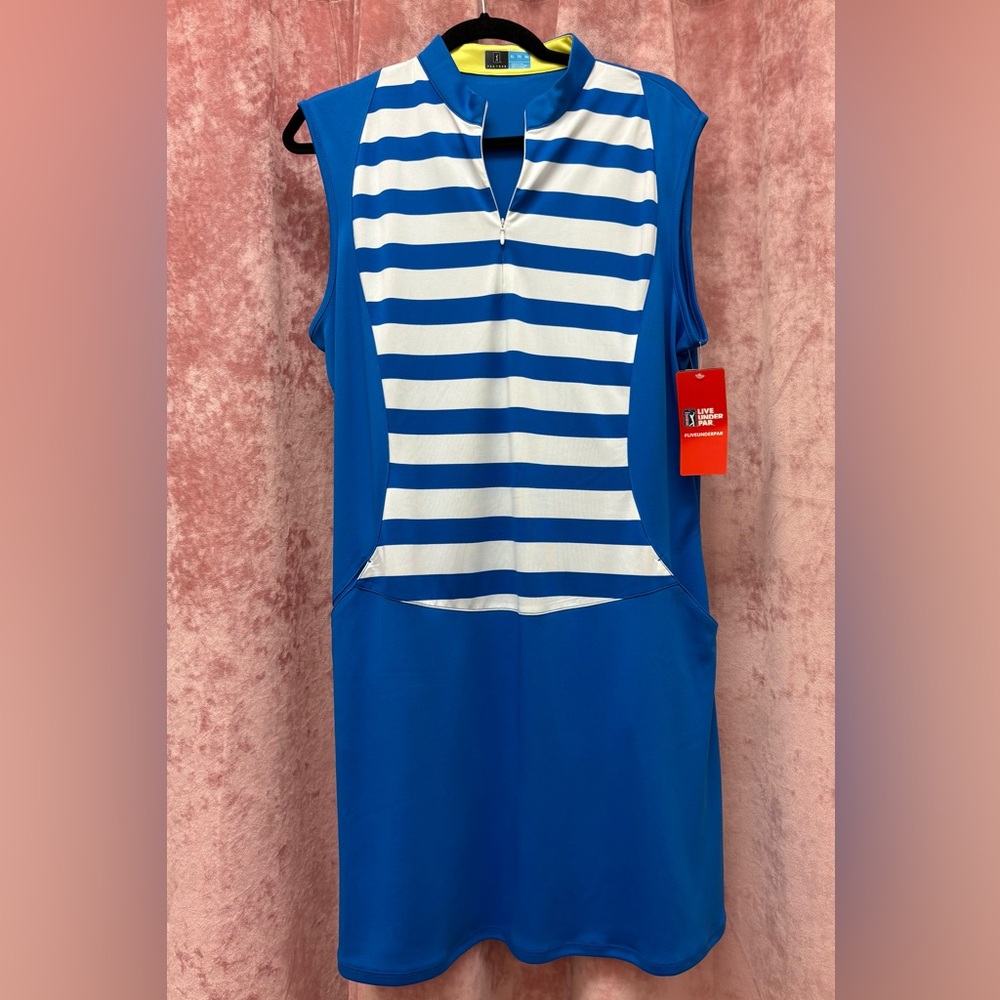 PHA Tour Navy Sleeveless Dress XL Blue/white